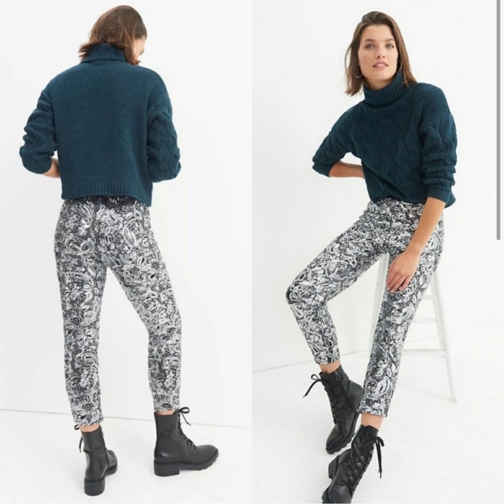 Anthropologie Porridge Pascaline Silver Sequin Embellished Trouser Pants